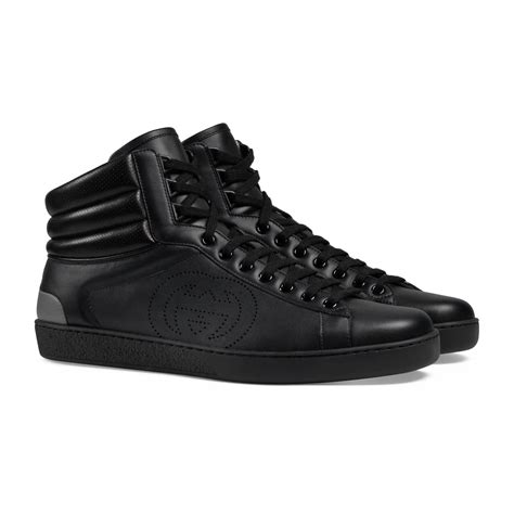 gucci ace high top sneakers black|gucci ace black men's.